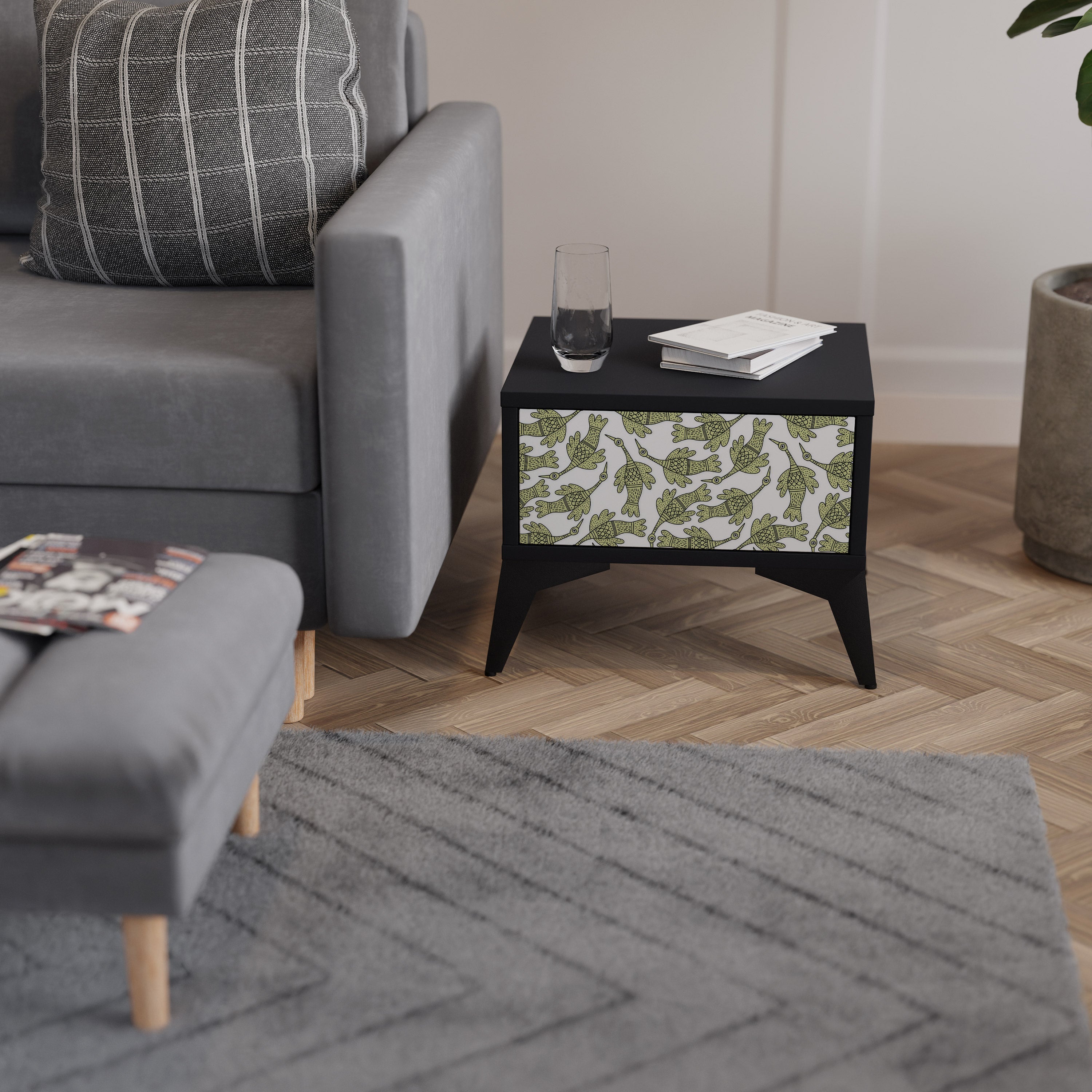 SEEDLING SONGBIRD nattduksbord i svart finish