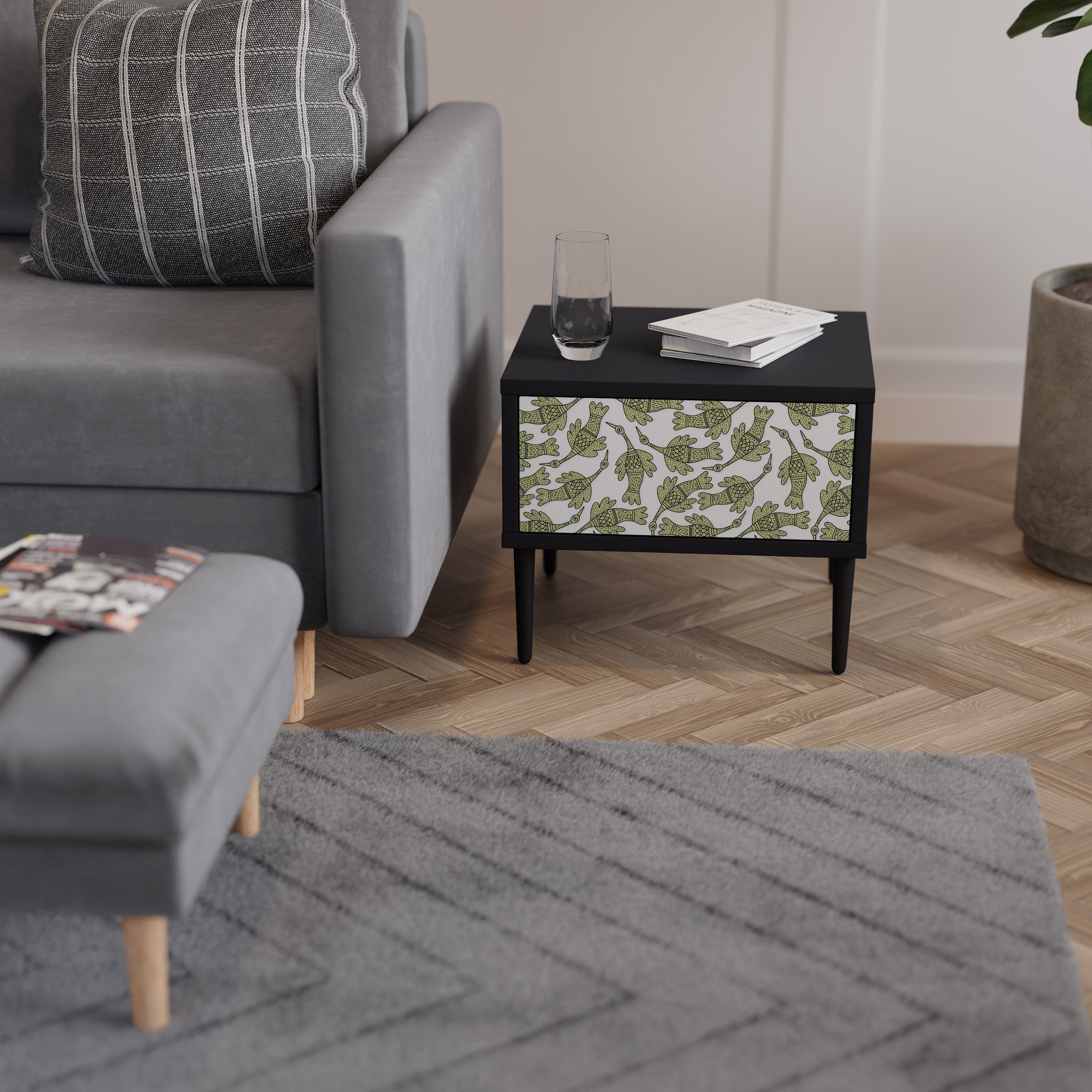 SEEDLING SONGBIRD nattduksbord i svart finish