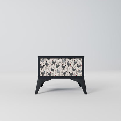 HAPPY HENS Nightstand in Black Finish