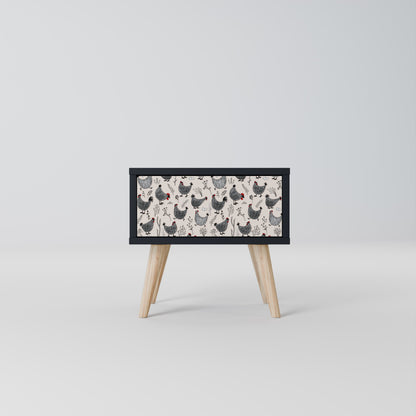 HAPPY HENS Nightstand in Black Finish