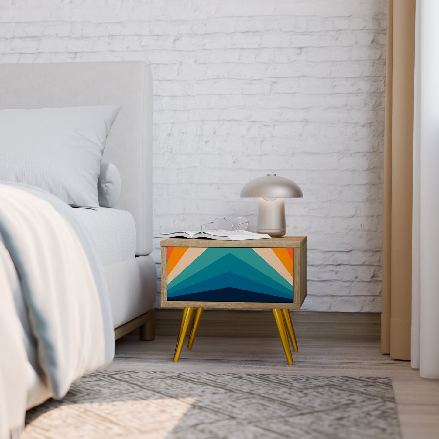 PRISM CONCUSSION Nightstand in Oak Effect