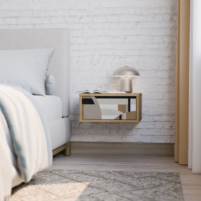 DELICATE MEMENTO Nightstand in Oak Effect