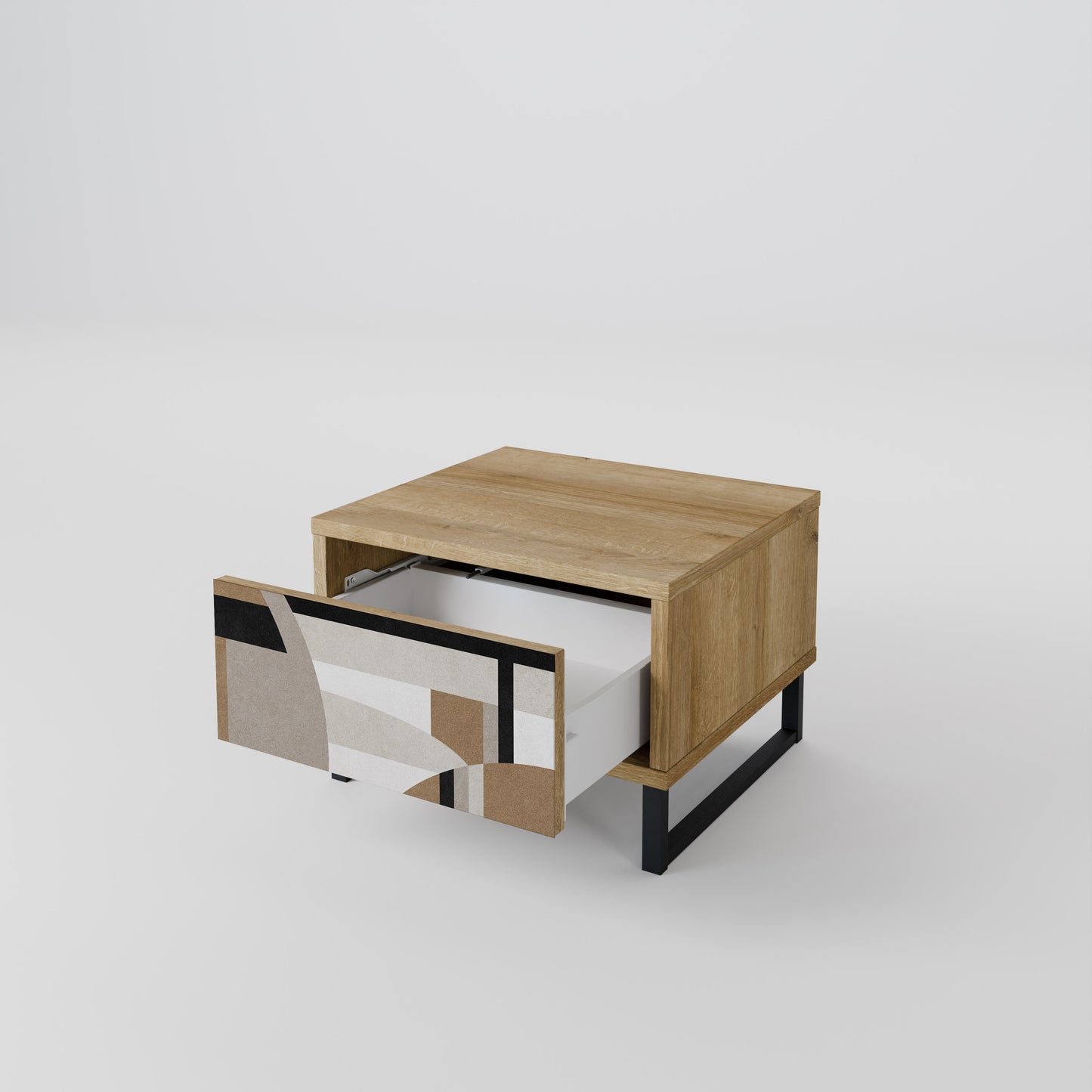 DELICATE MEMENTO Nightstand in Oak Effect