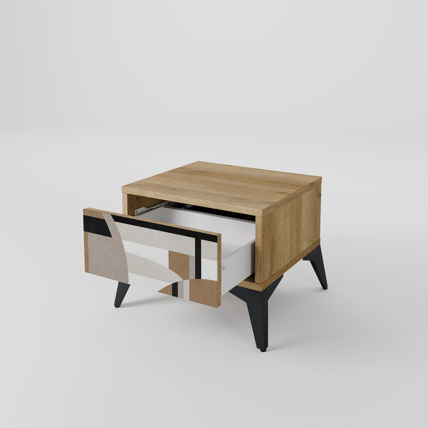 DELICATE MEMENTO Nightstand in Oak Effect