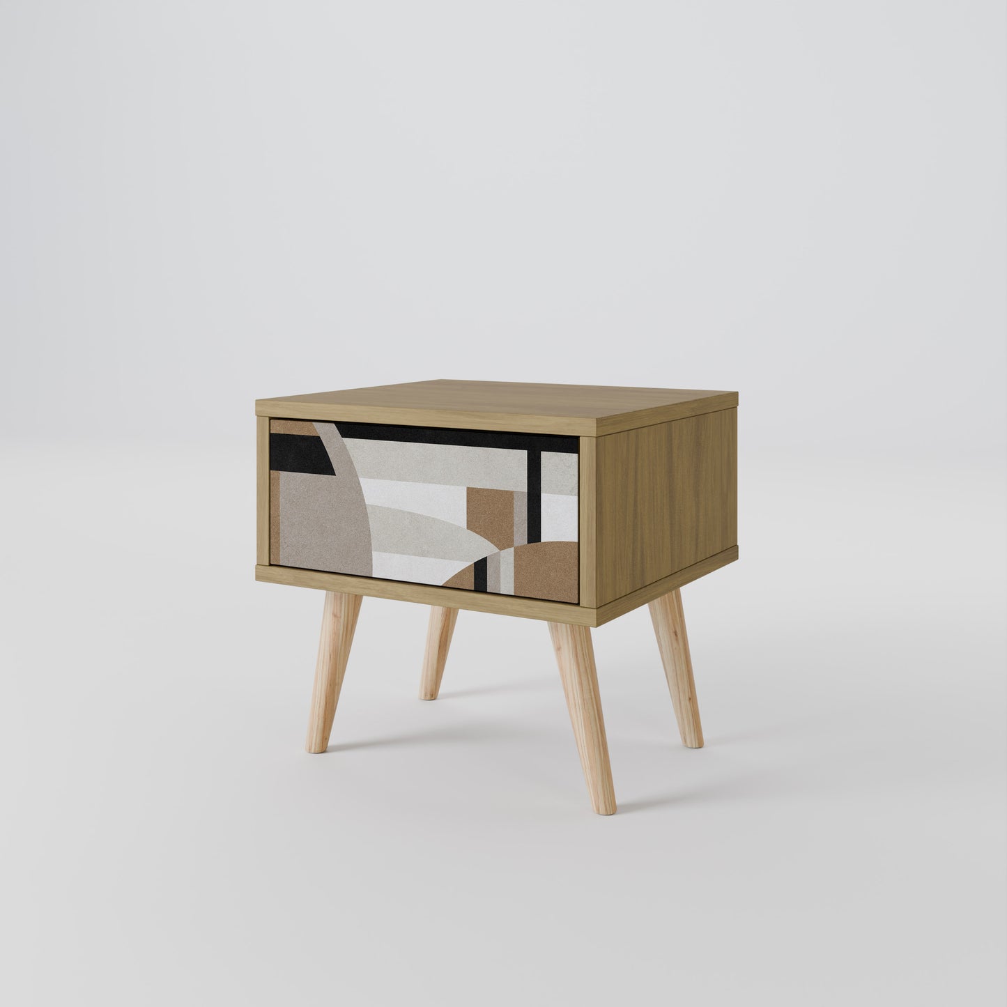 DELICATE MEMENTO Nightstand in Oak Effect