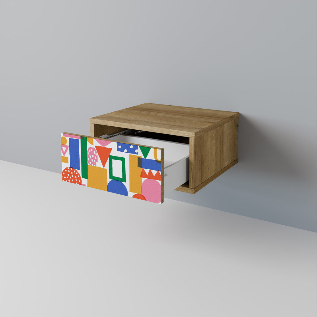 GEOMETRIC GLIMMER Nattduksbord i ekeffekt