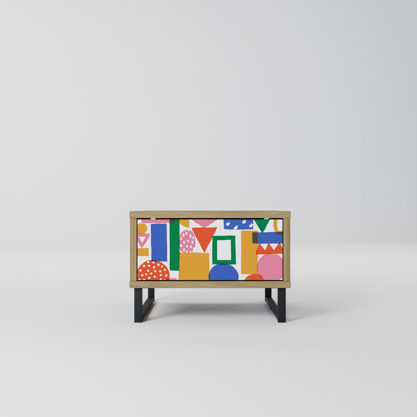 GEOMETRIC GLIMMER Nightstand in Oak Effect