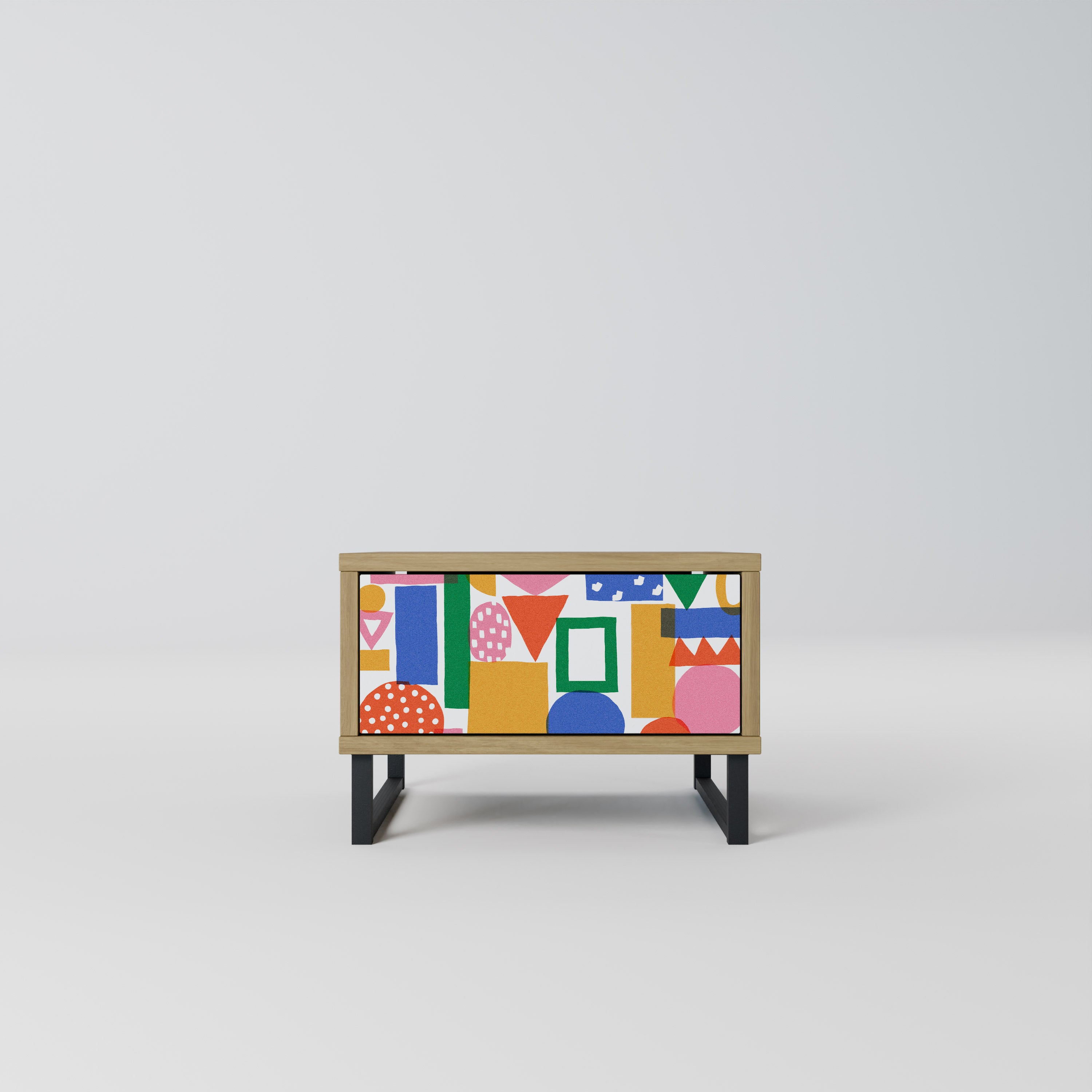 GEOMETRIC GLIMMER Nattduksbord i ekeffekt