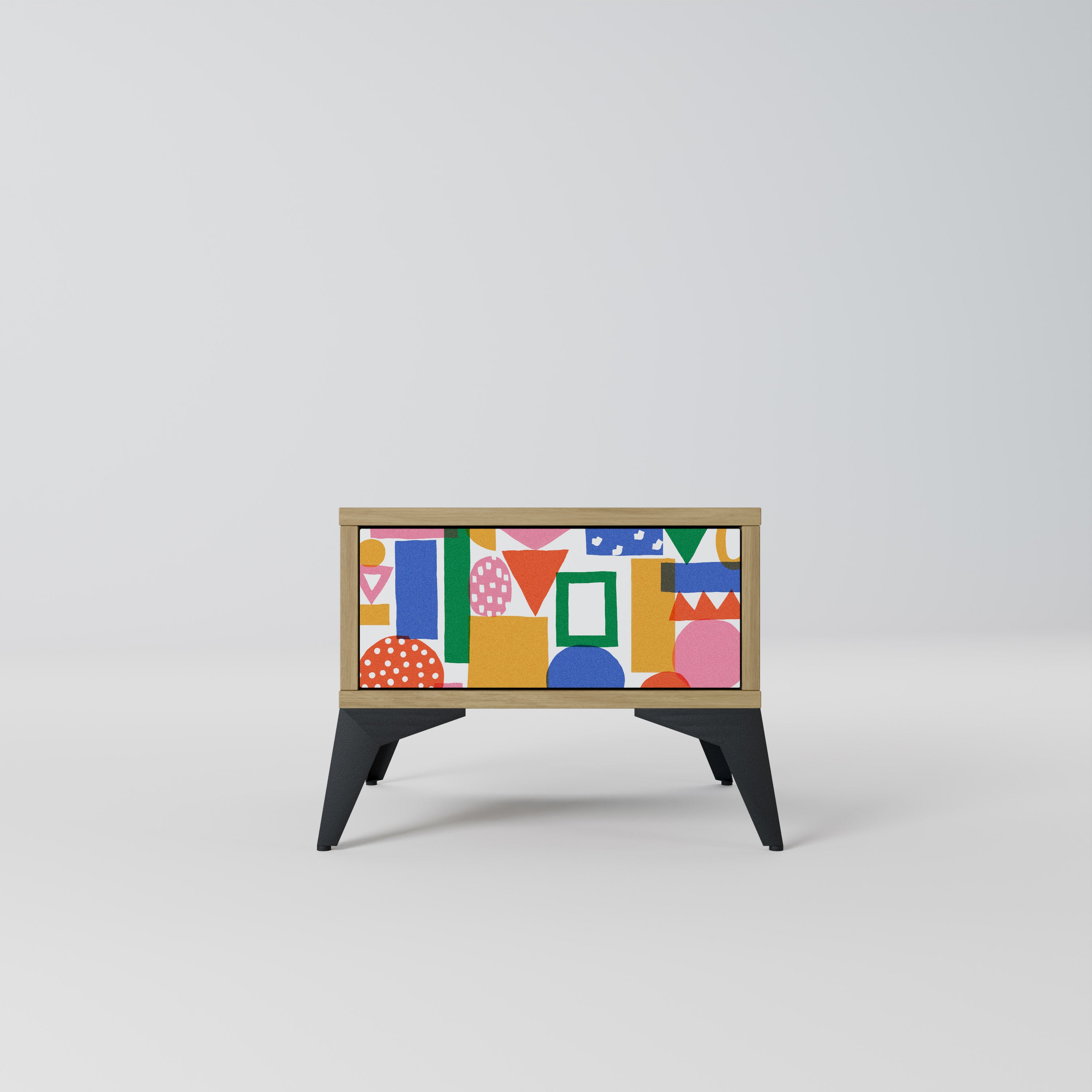 GEOMETRIC GLIMMER Nattduksbord i ekeffekt