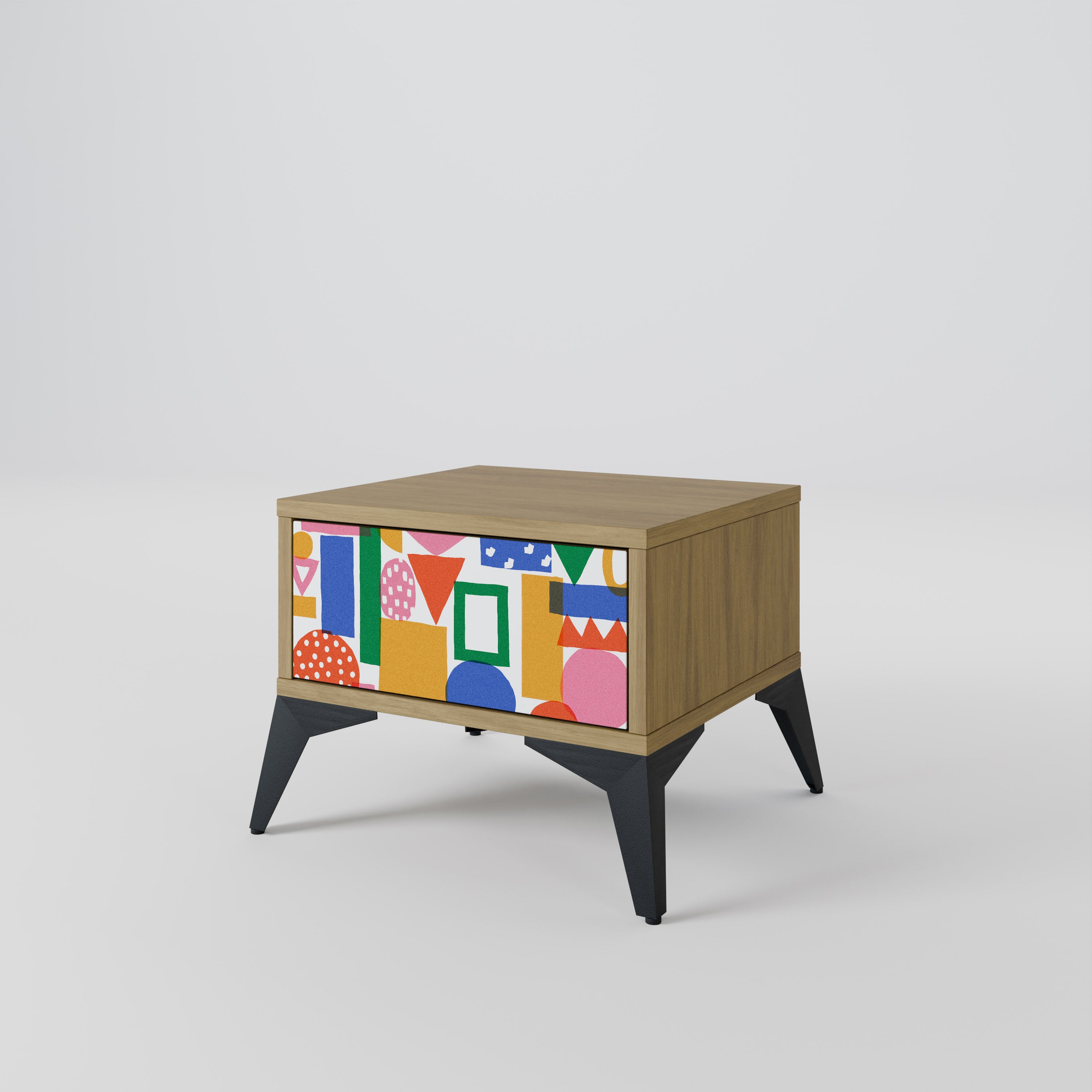 GEOMETRIC GLIMMER Nattduksbord i ekeffekt