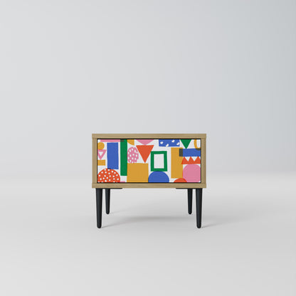 GEOMETRIC GLIMMER Nightstand in Oak Effect