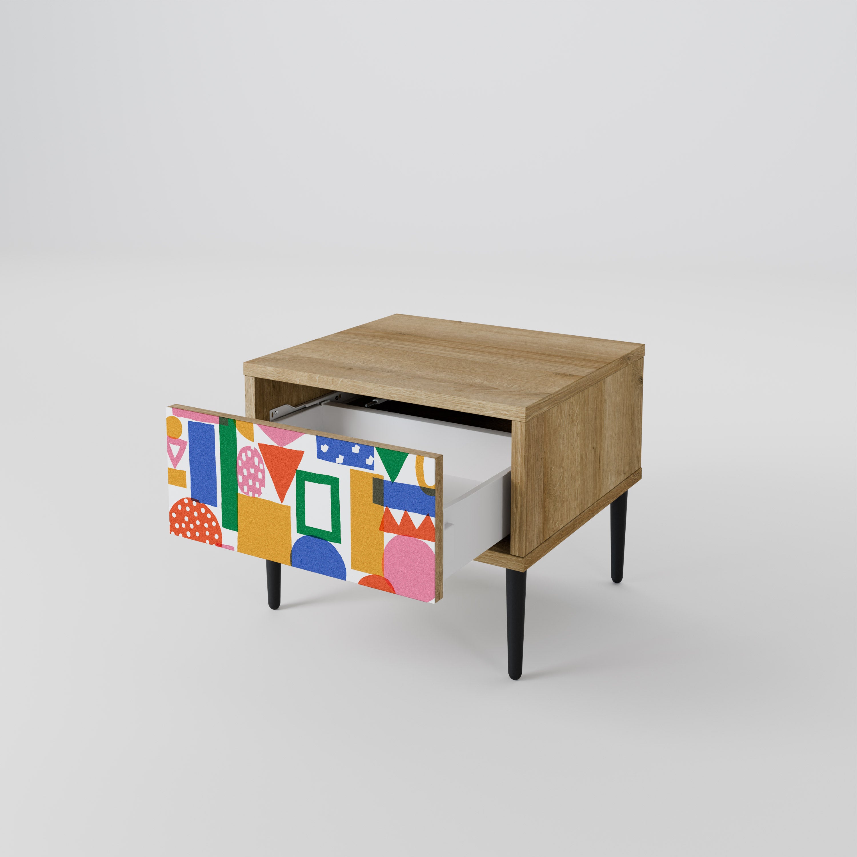 GEOMETRIC GLIMMER Nattduksbord i ekeffekt