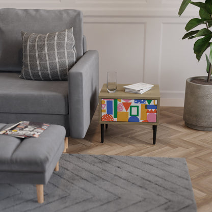 GEOMETRIC GLIMMER Nightstand in Oak Effect