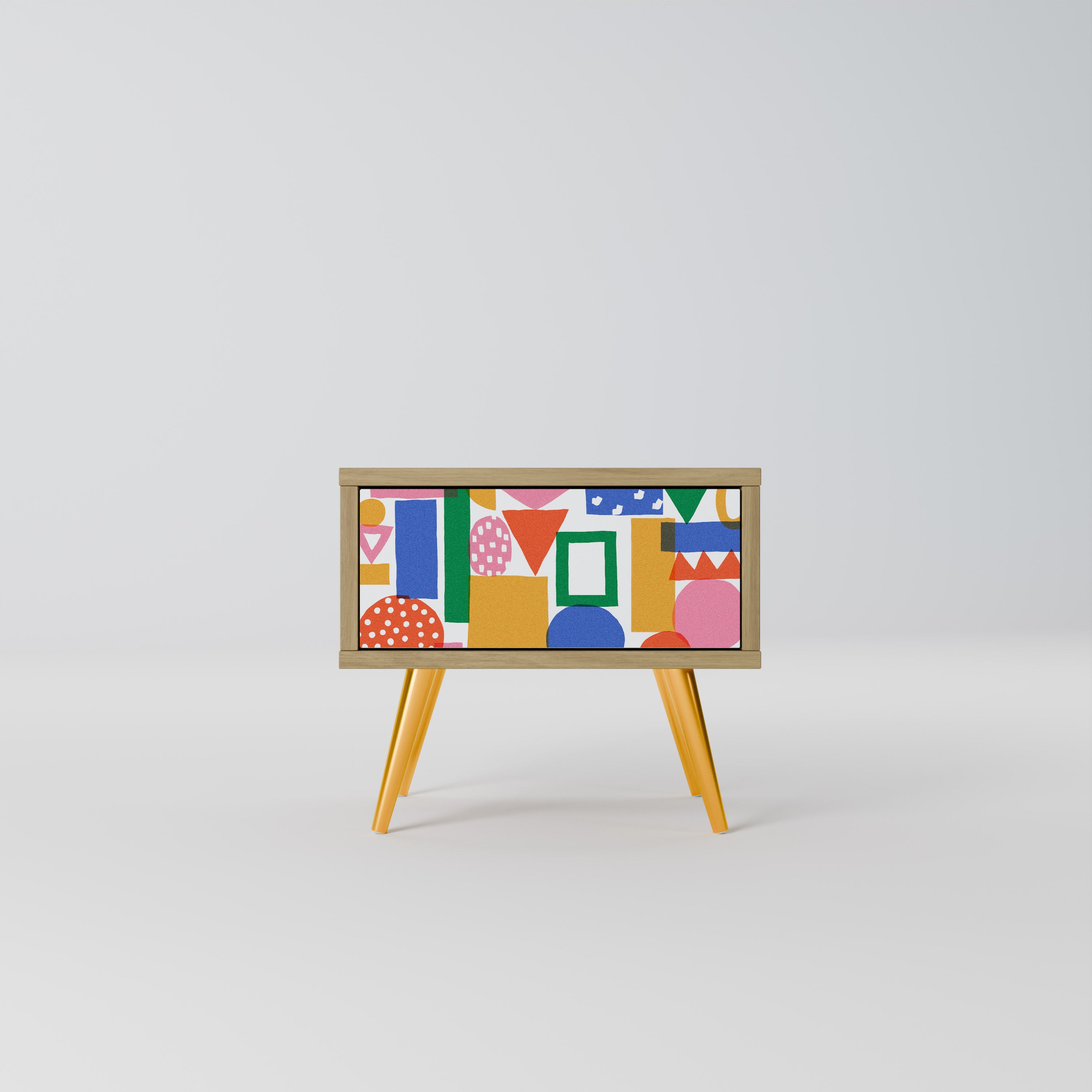 GEOMETRIC GLIMMER Nattduksbord i ekeffekt