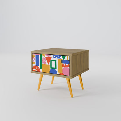 GEOMETRIC GLIMMER Nightstand in Oak Effect