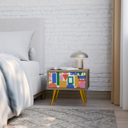 GEOMETRIC GLIMMER Nightstand in Oak Effect