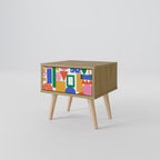 GEOMETRIC GLIMMER Nightstand in Oak Effect