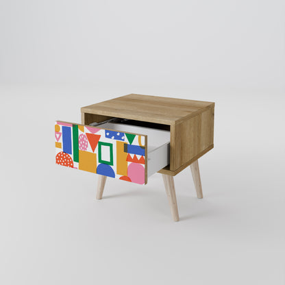 GEOMETRIC GLIMMER Nightstand in Oak Effect
