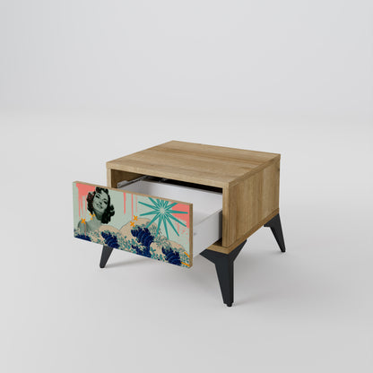 KANAGAWA BEAUTY Nattduksbord i ekeffekt
