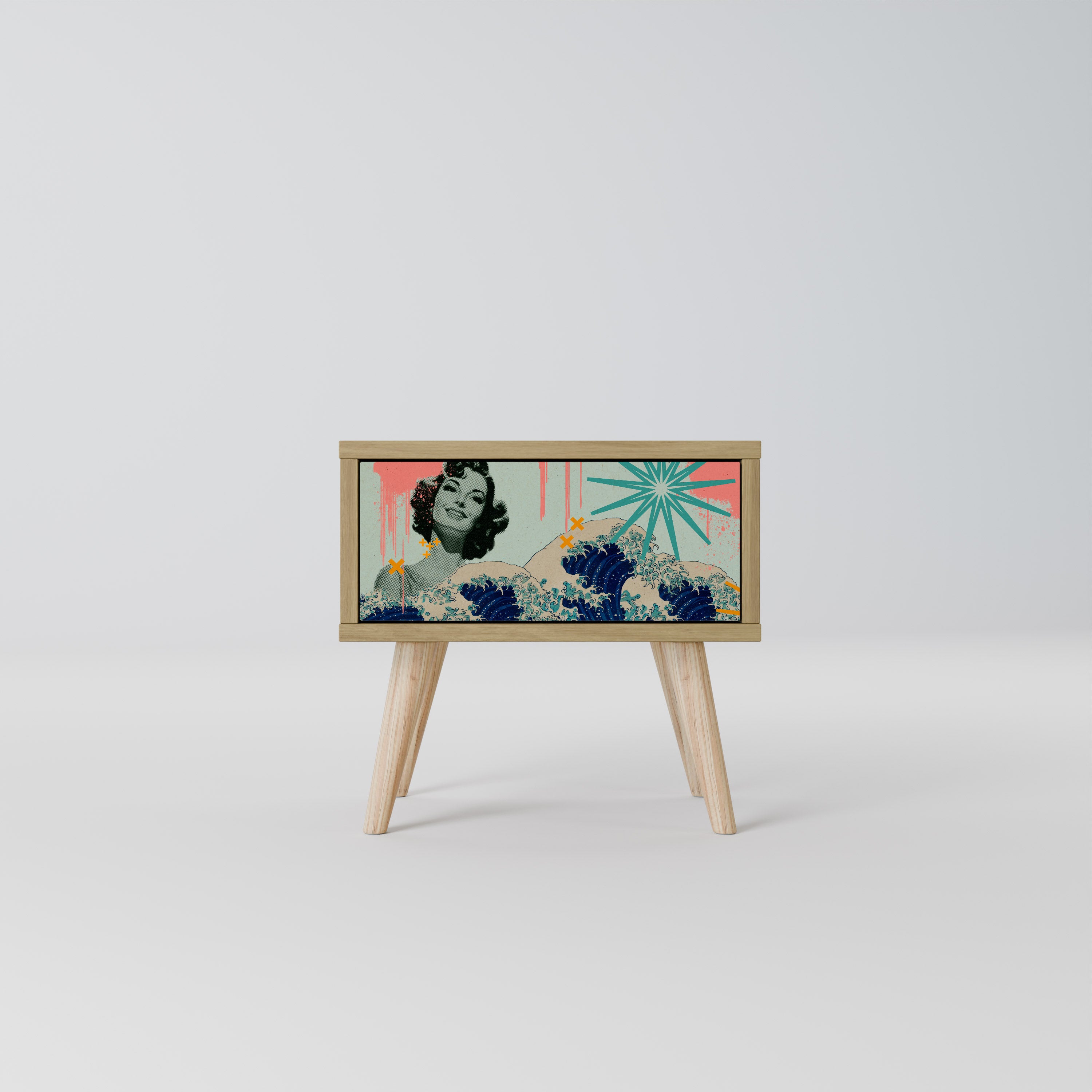KANAGAWA BEAUTY Nattduksbord i ekeffekt