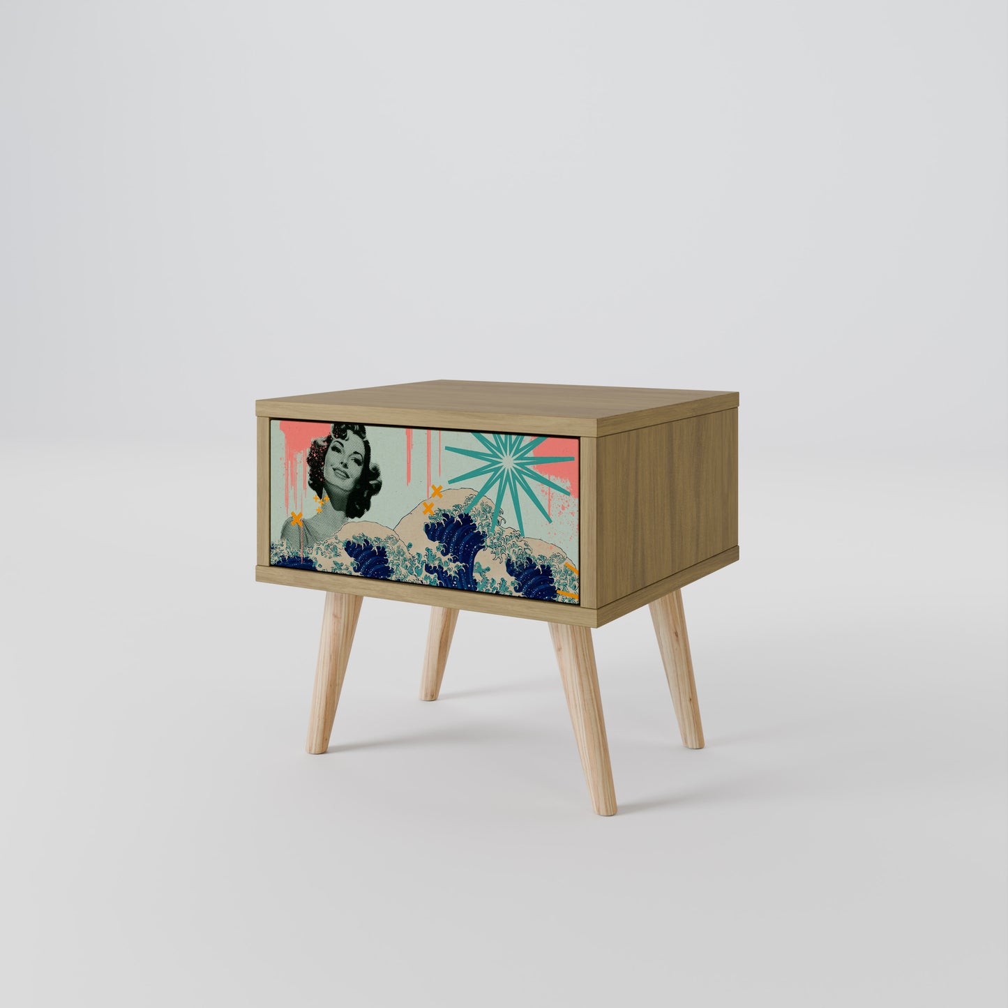 KANAGAWA BEAUTY Nattduksbord i ekeffekt