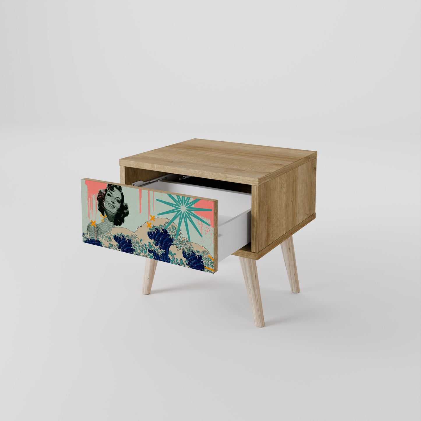KANAGAWA BEAUTY Nattduksbord i ekeffekt