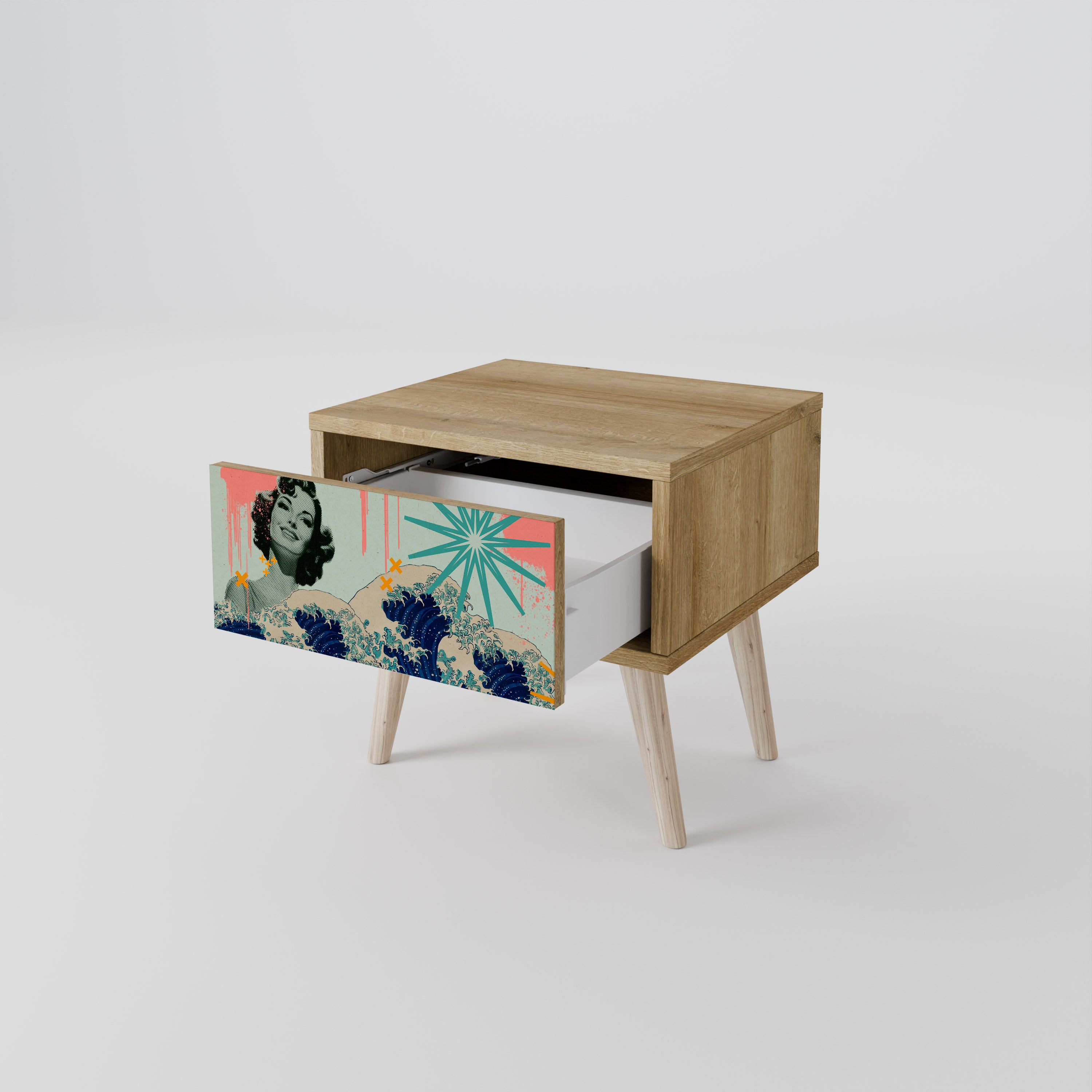 KANAGAWA BEAUTY Nattduksbord i ekeffekt