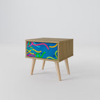 STREAMER TANGLE Nightstand in Oak Effect