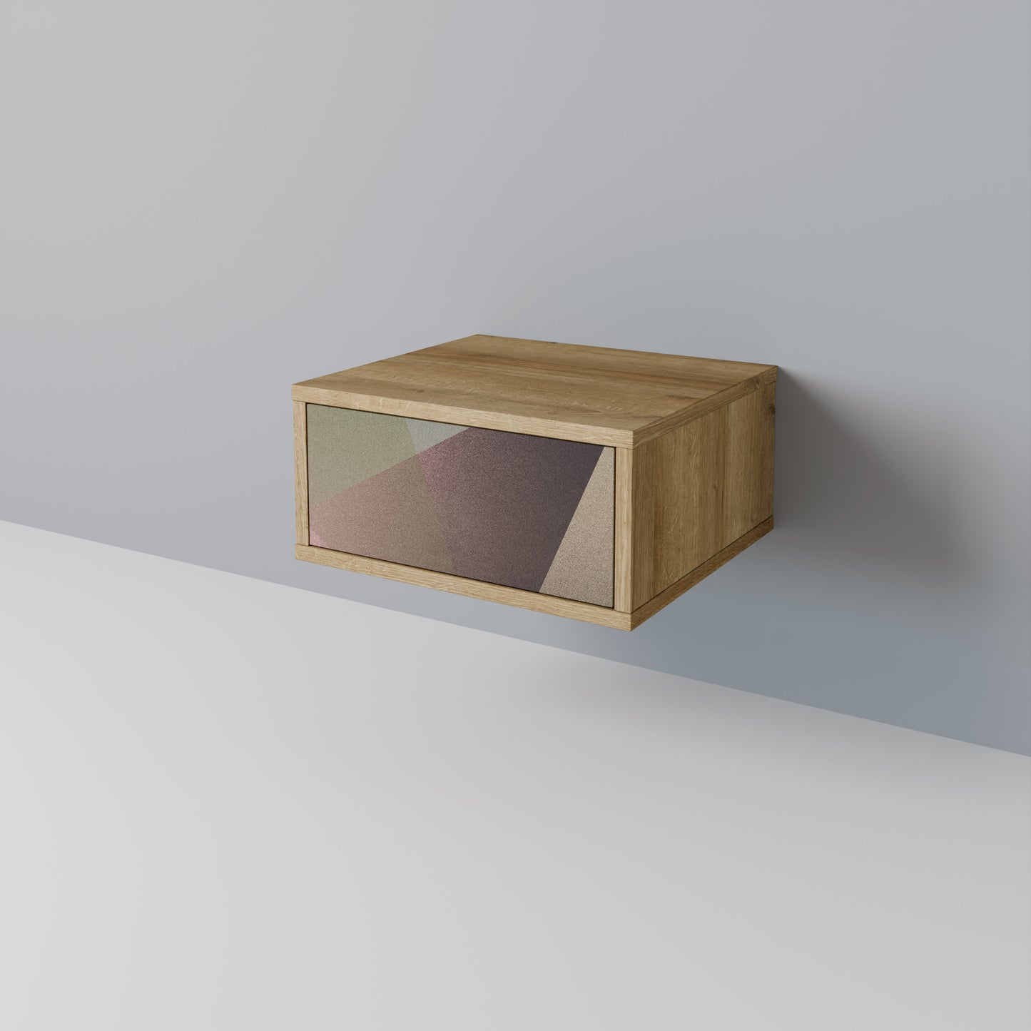 BEIGE GEOMETRY Nattduksbord i ekeffekt