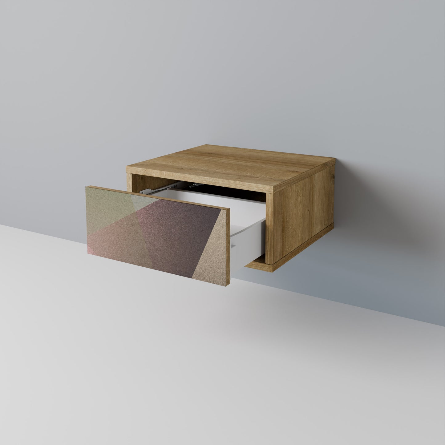 BEIGE GEOMETRY Nattduksbord i ekeffekt
