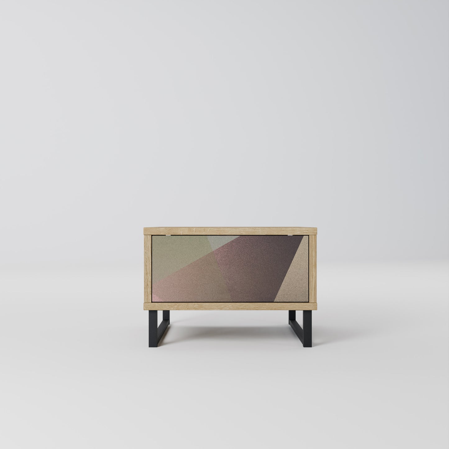 BEIGE GEOMETRY Nattduksbord i ekeffekt