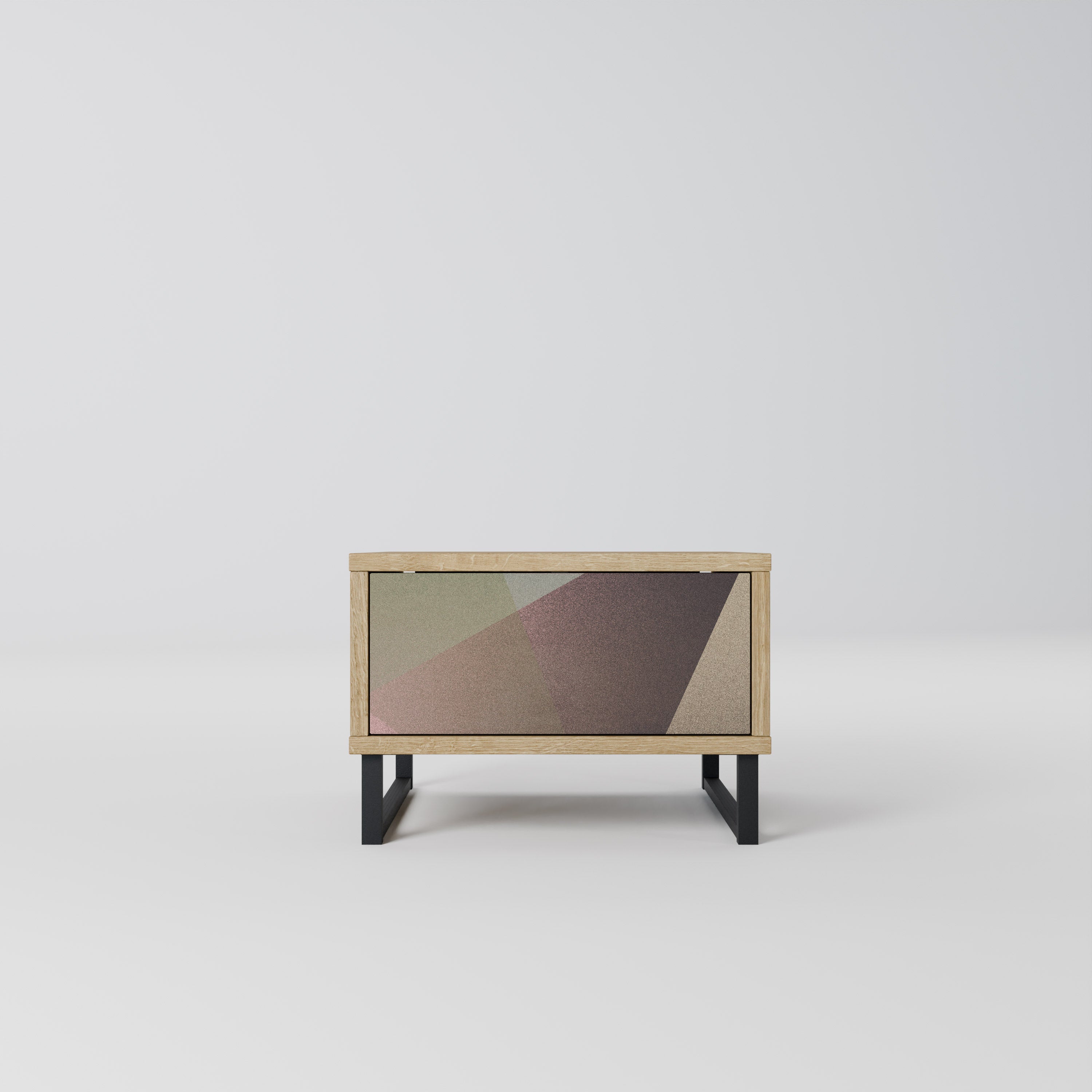 BEIGE GEOMETRY Nattduksbord i ekeffekt