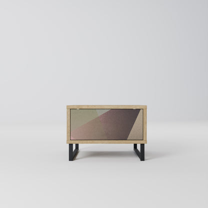 BEIGE GEOMETRY Nattduksbord i ekeffekt