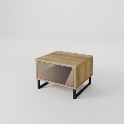 BEIGE GEOMETRY Nattduksbord i ekeffekt