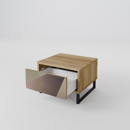BEIGE GEOMETRY Nattduksbord i ekeffekt