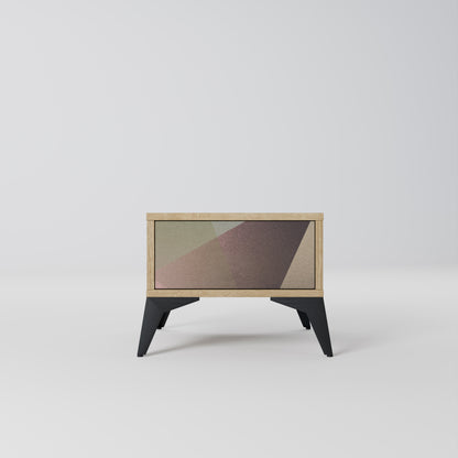BEIGE GEOMETRY Nattduksbord i ekeffekt