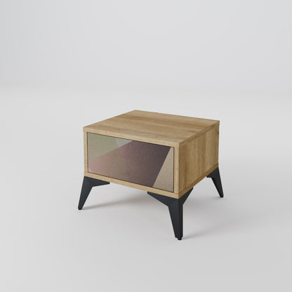 BEIGE GEOMETRY Nattduksbord i ekeffekt