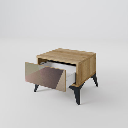 BEIGE GEOMETRY Nattduksbord i ekeffekt