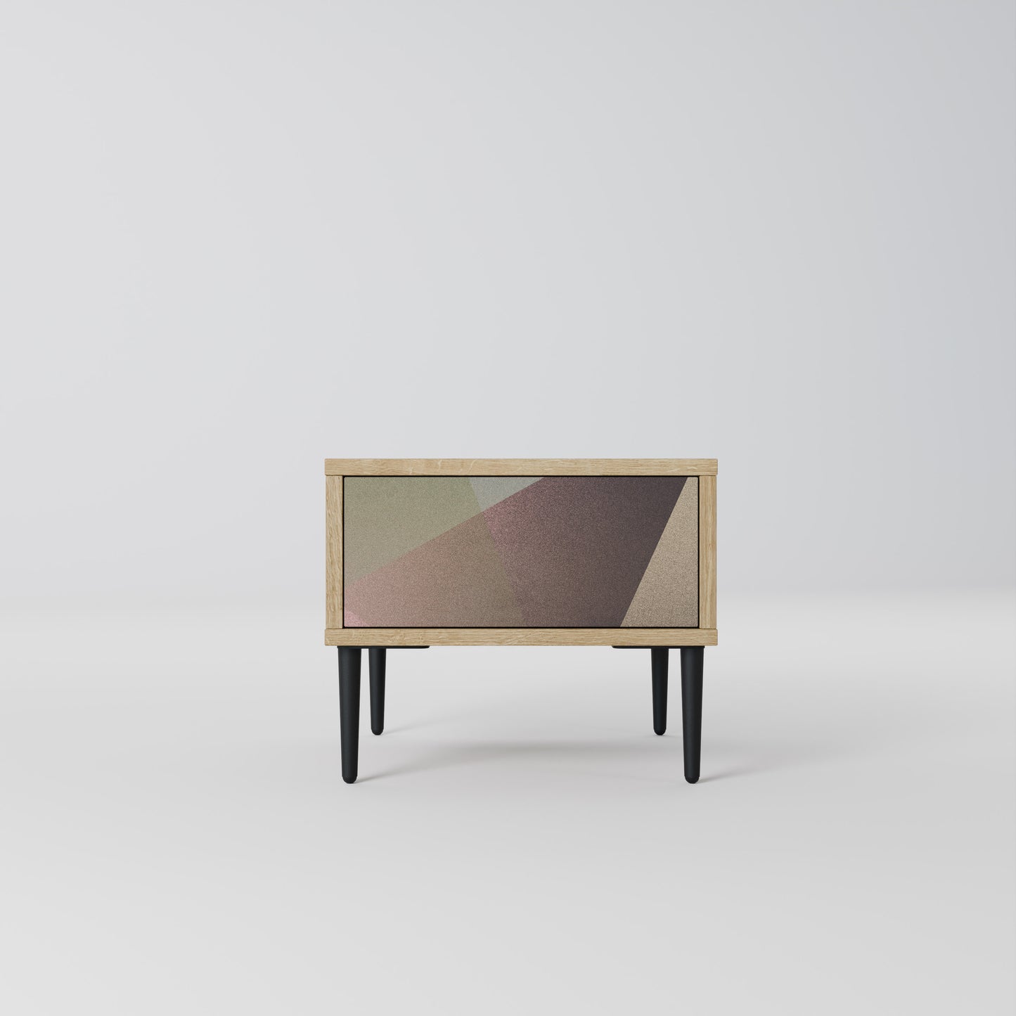 BEIGE GEOMETRY Nattduksbord i ekeffekt