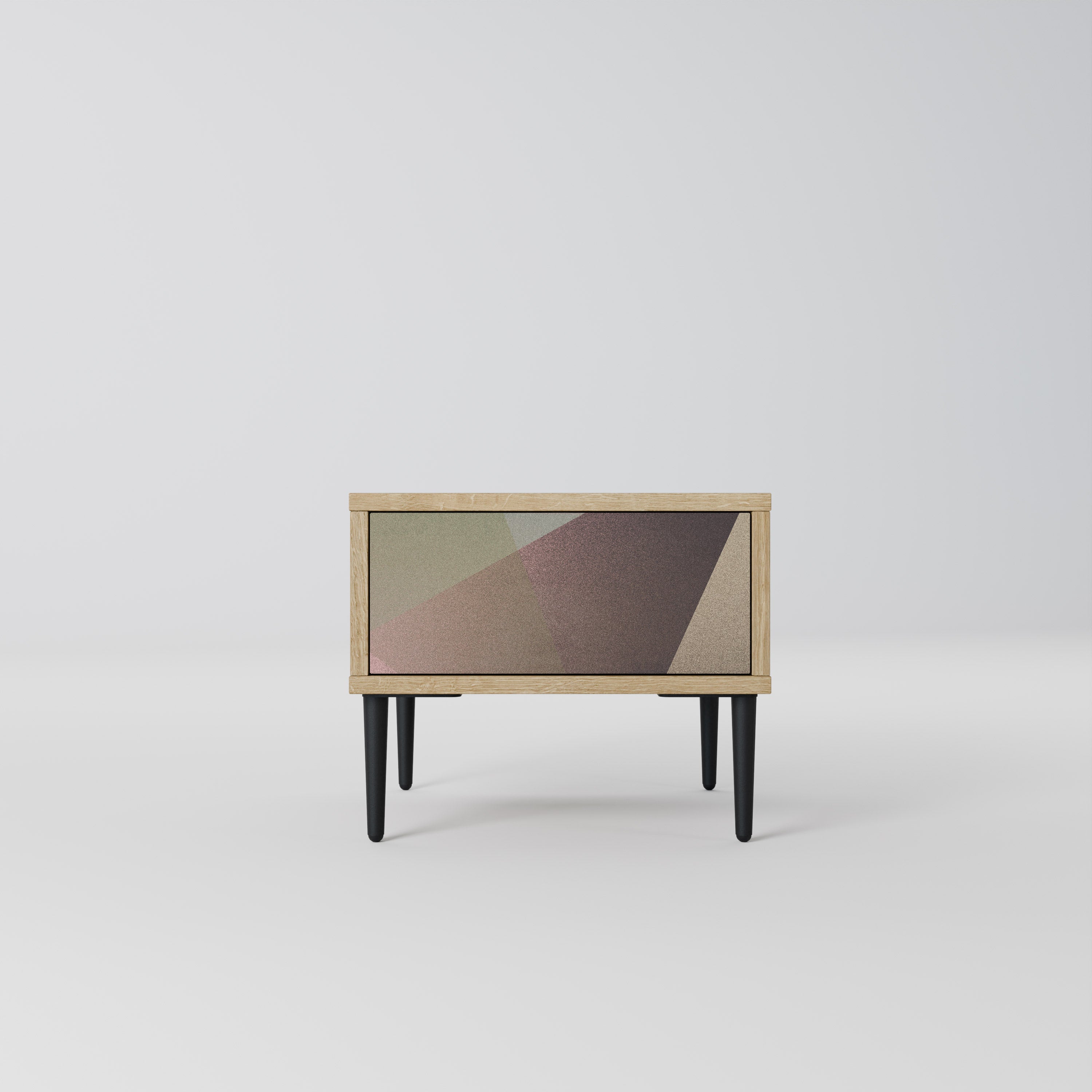 BEIGE GEOMETRY Nattduksbord i ekeffekt