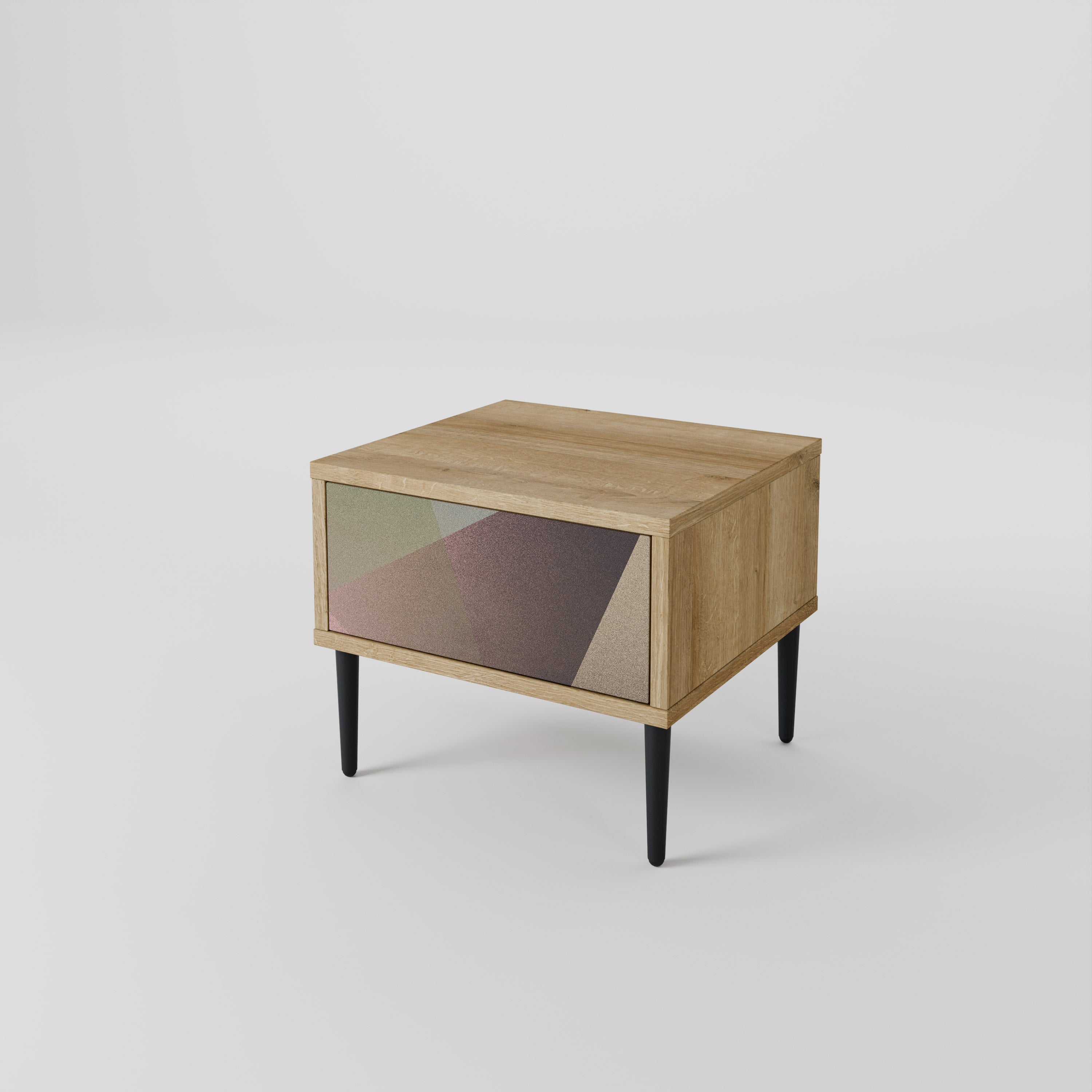 BEIGE GEOMETRY Nattduksbord i ekeffekt