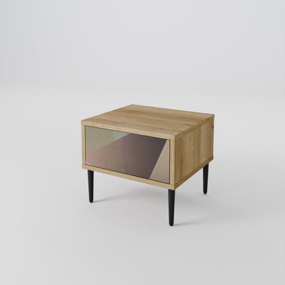 BEIGE GEOMETRY Nattduksbord i ekeffekt