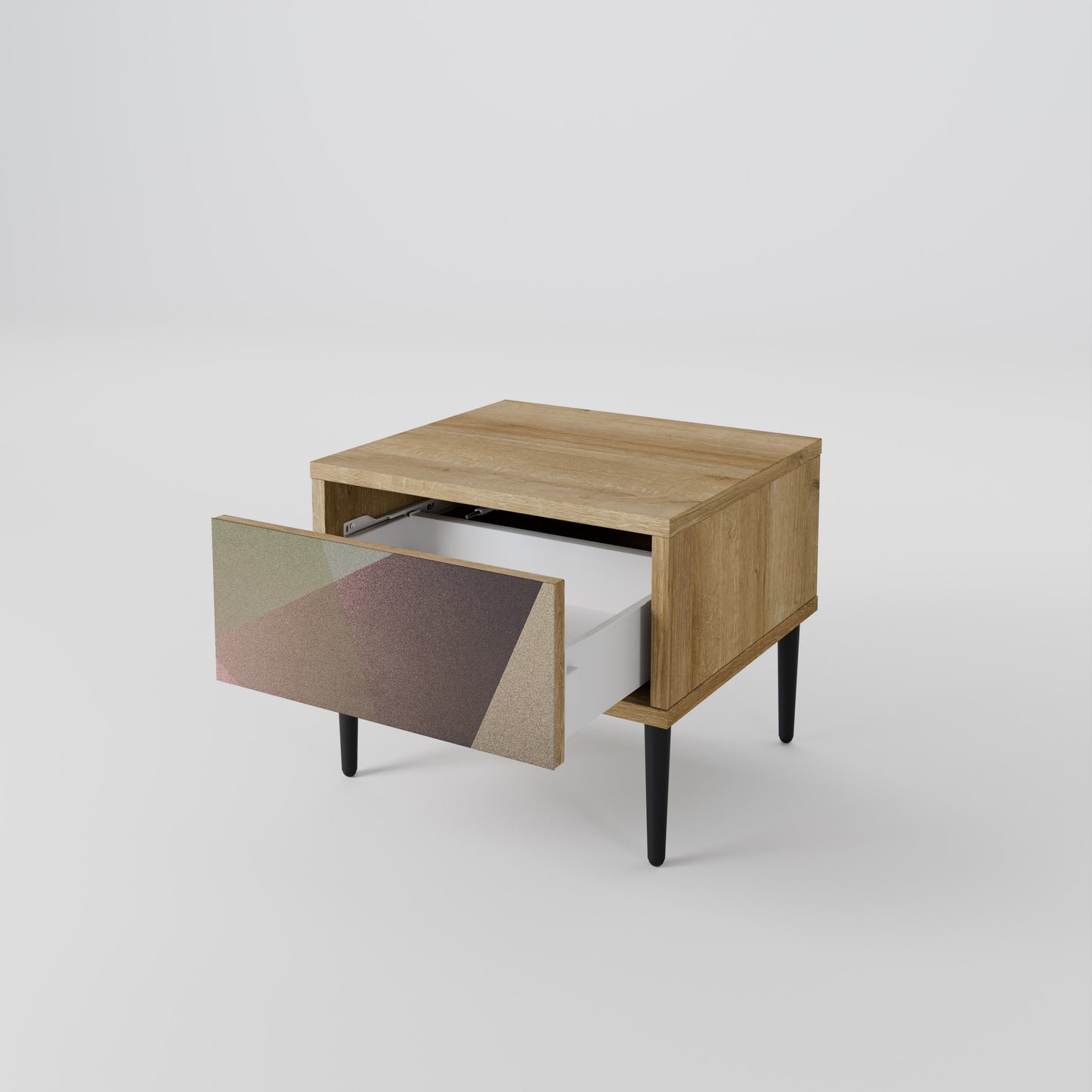 BEIGE GEOMETRY Nattduksbord i ekeffekt