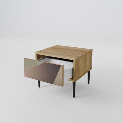BEIGE GEOMETRY Nattduksbord i ekeffekt