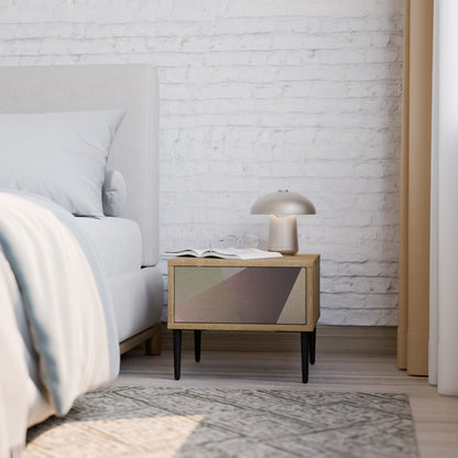 BEIGE GEOMETRY Nattduksbord i ekeffekt