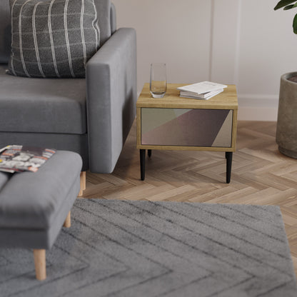 BEIGE GEOMETRY Nattduksbord i ekeffekt