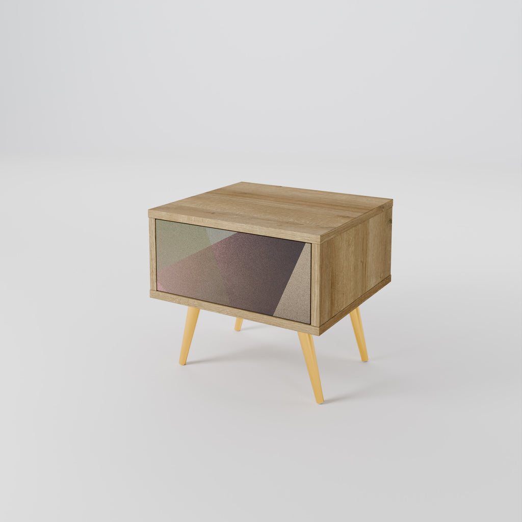 BEIGE GEOMETRY Nattduksbord i ekeffekt