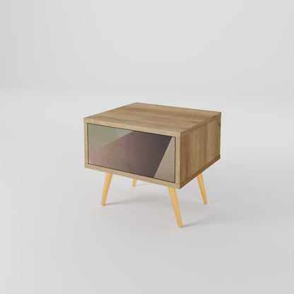 BEIGE GEOMETRY Nattduksbord i ekeffekt