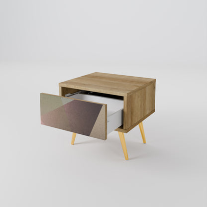BEIGE GEOMETRY Nattduksbord i ekeffekt