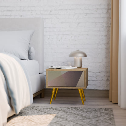 BEIGE GEOMETRY Nattduksbord i ekeffekt